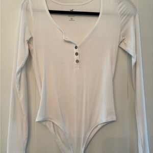 Hollister Cream Ribbed Bodysuit